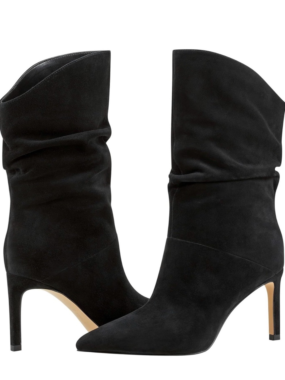 Marc Fisher Black Suede Slouch Stiletto Ankle Boots - 9.5 New never used